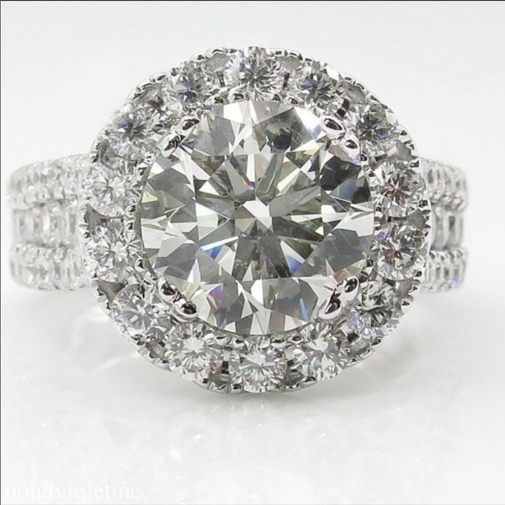 NEW💍925 SILVER ROUND DIAMOND HALO ENGAGEMENT RING - Picture 4 of 5